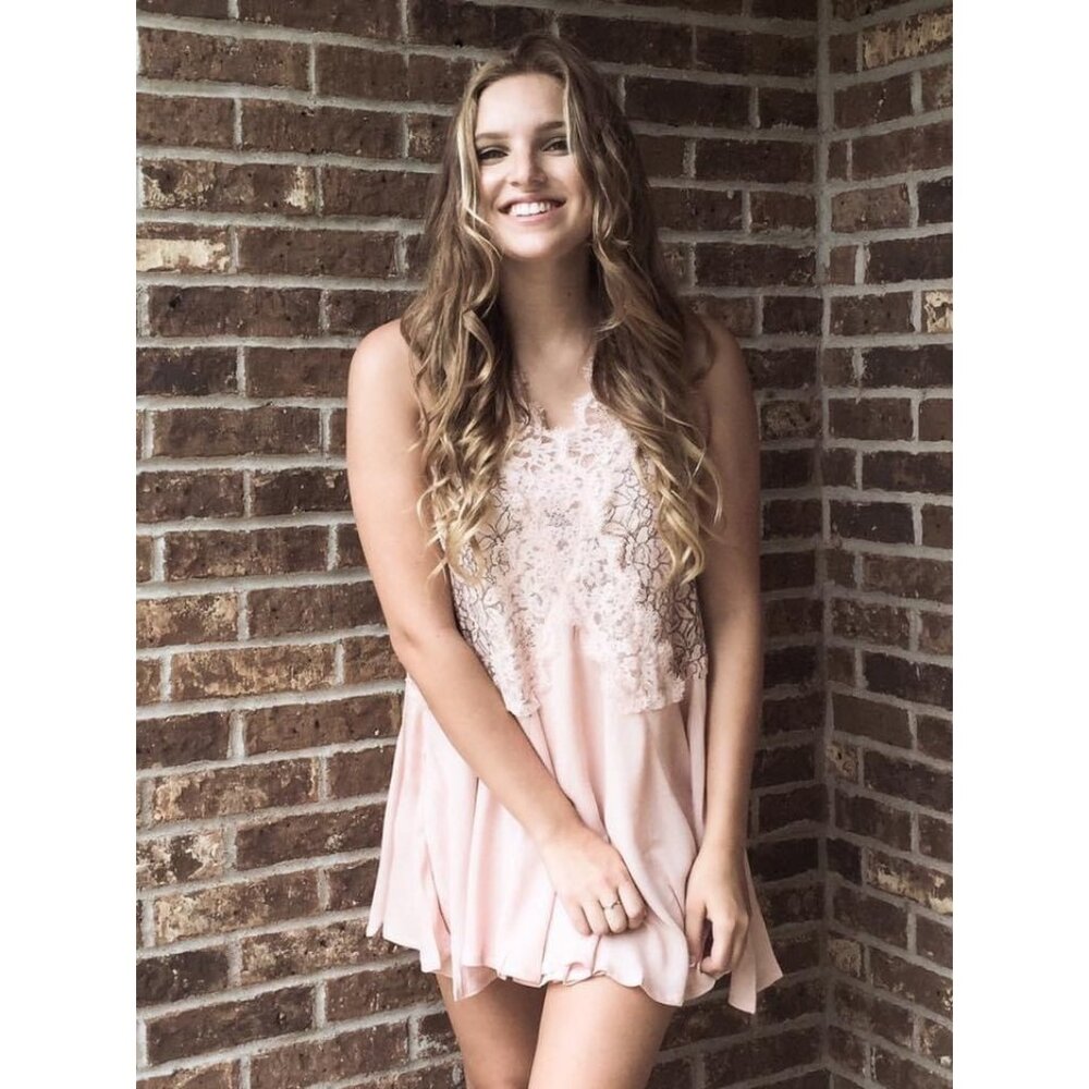 NWT Pale Pink Lace Trim Mini Dress Tunic | Coquette Boho Coastal Cowgirl Fairy S - Picture 7 of 9